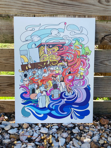 Live Music 16x20" on Metal - Borrelli Illustrations