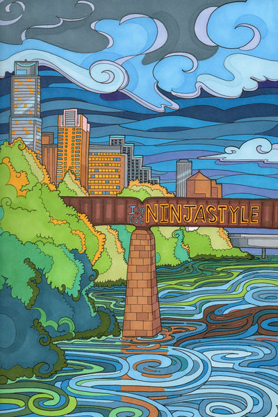 Ninja-Style-Downtown-Austin-train-bridge-graffiti-art-illustration-by-local-Austin-TX-artist-Becca-Borrelli
