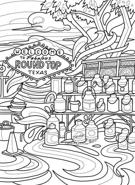 coloring-page-of-Round-Top-Texas-by-local-Austin-artist-Becca-Borrelli