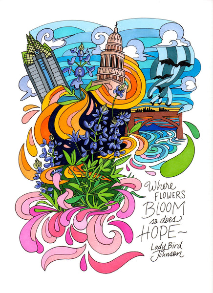 Lady Bird Johnson Print - Borrelli Illustrations